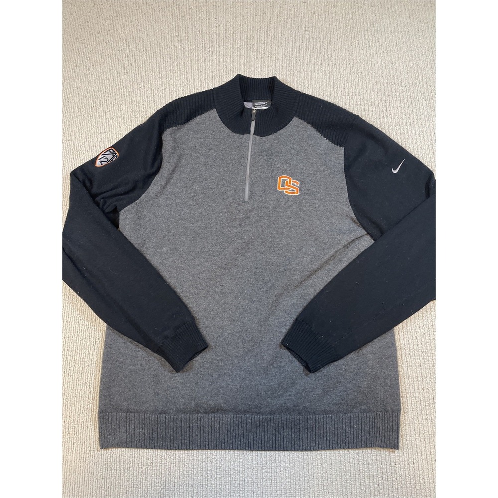 Nike Golf Men's Large Oregon State Beavers 1/4 Zip Pullover Wool Blend Gray